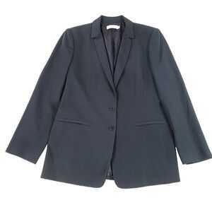 Calvin Klein Wool Italy Blazer Sz 10 Navy Blue Luxury Career Closet Staple